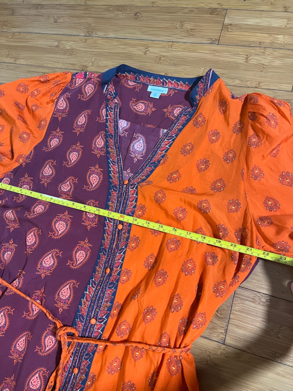 Sundance Bondi Beauty Rich Two-Tone Orange & Burgundy Paisley Maxi Dress - Picture 12 of 15